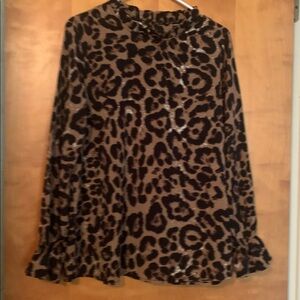 Shein Leopard Print Long Sleeve Top Size M